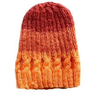 Ombre Orange Handmade Cable Knit Beanie